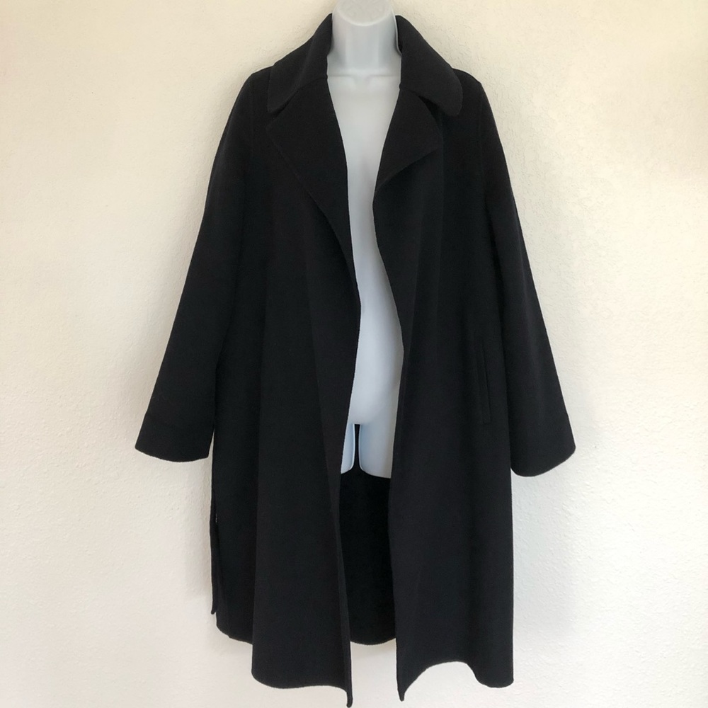 ZARA Navy Blue Wool Blend Coat XS Belt Tie
